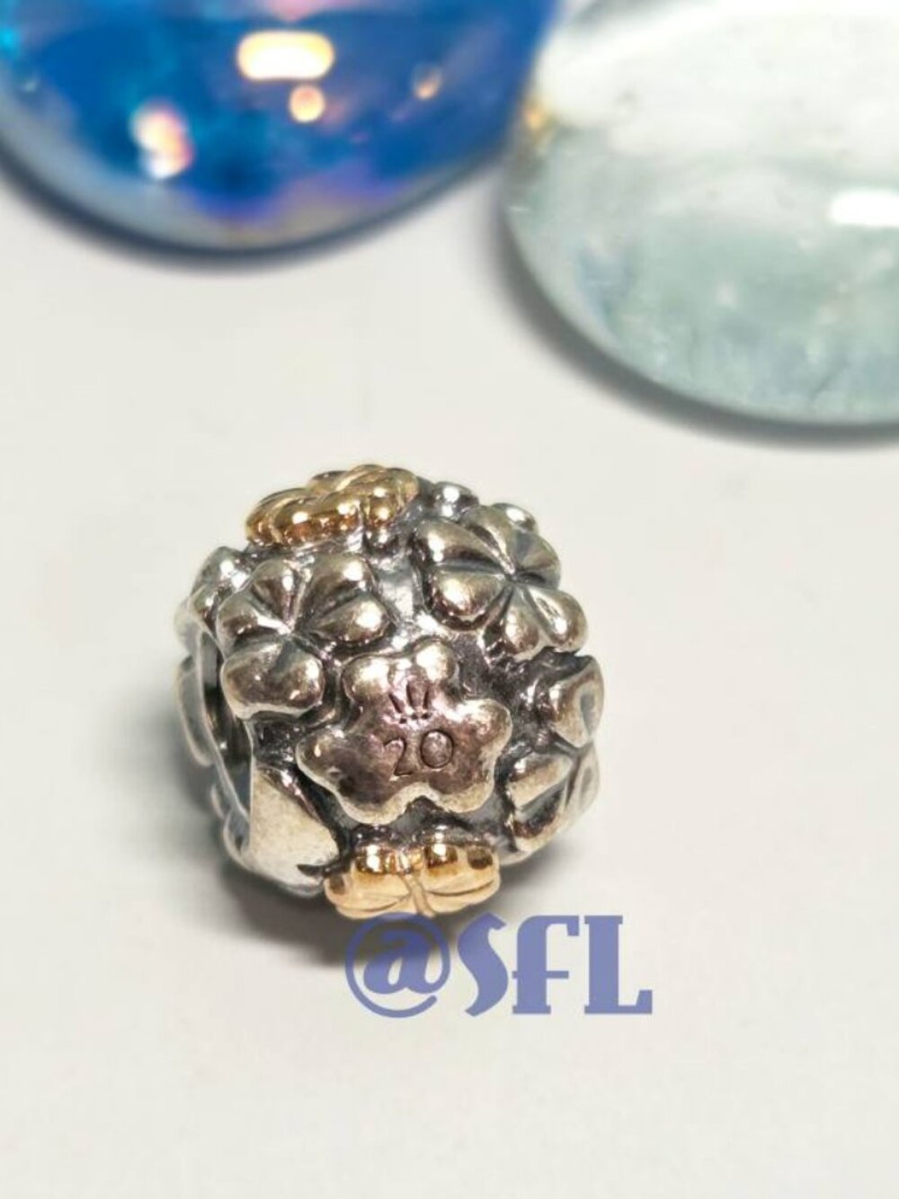 Auth Pandora 2020 Limited Edition 20th Anniversary 4 Leaf Clover Charm 14K + SS